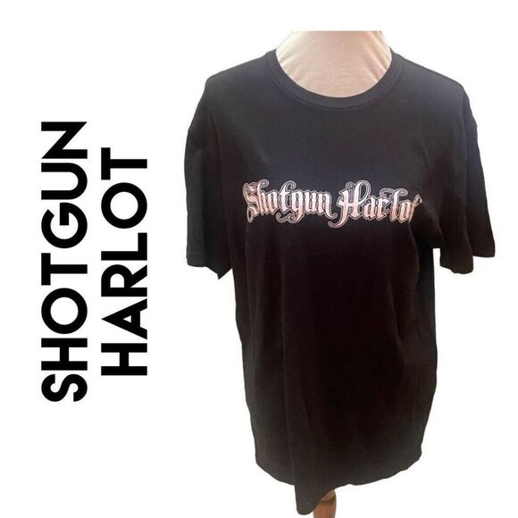 Next Level Apparel “Shotgun Harlot” Black 100% Cotton Graphic T-Shirt Size Large - Picture 1 of 10